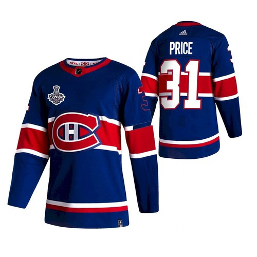 Men's Montreal Canadiens #31 Carey Price 2021 Blue Stanley Cup Final Stitched Jersey